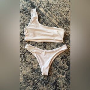 SHEIN White One-Shoulder Bikini Set